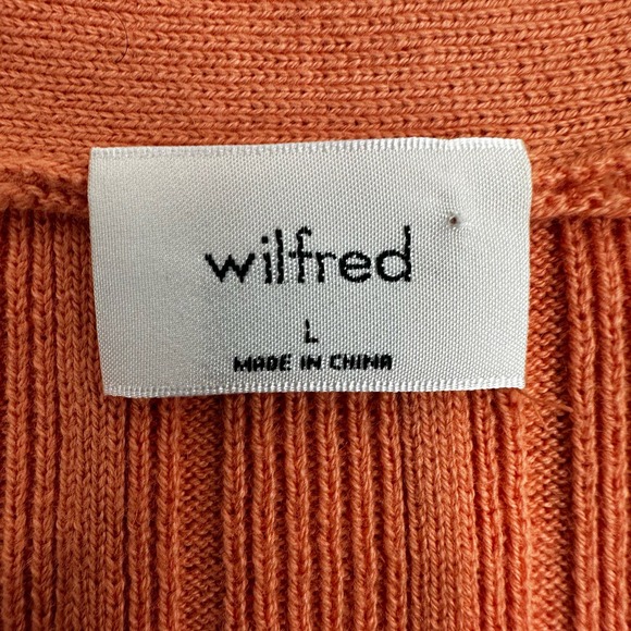 Aritzia Wilfred Plunge Front Cardigan Size Large Peach V-Neck Merino Wool Blend - Picture 14 of 14